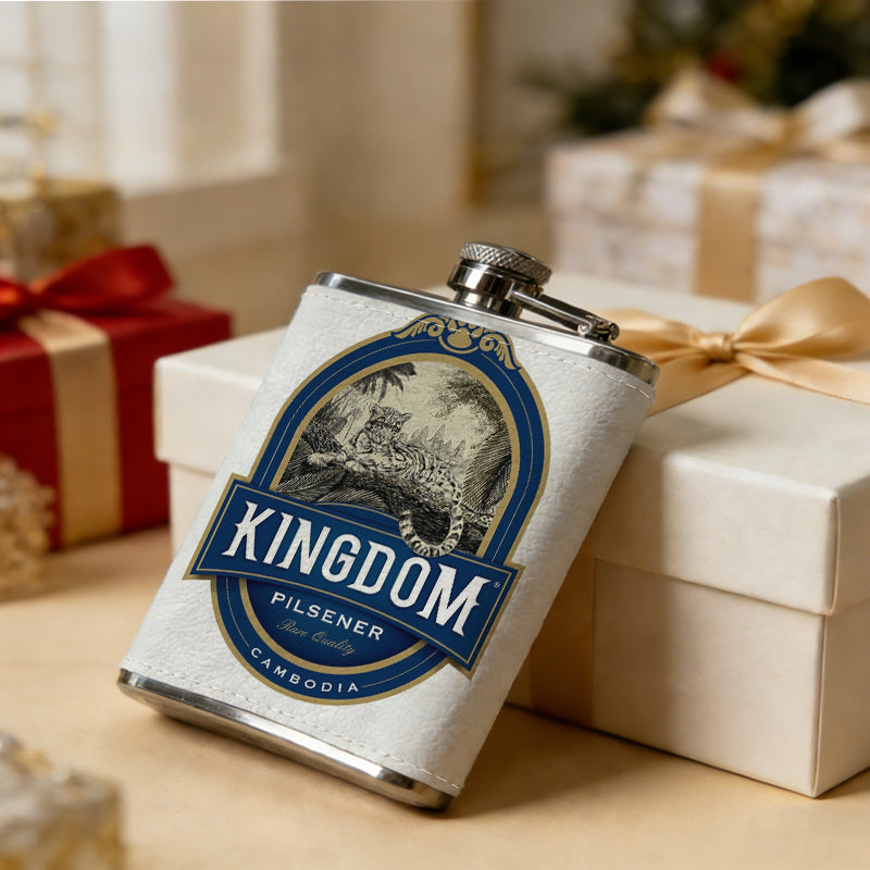 Skull and Kingdom beer logo 8oz Hip Flask for Liquor Organizer Case Alcohol Flagon for Travel Portable Leakproof Stainless Steel Wine Bottle Holder  Alcohol Whiskey Drinkware Accessories