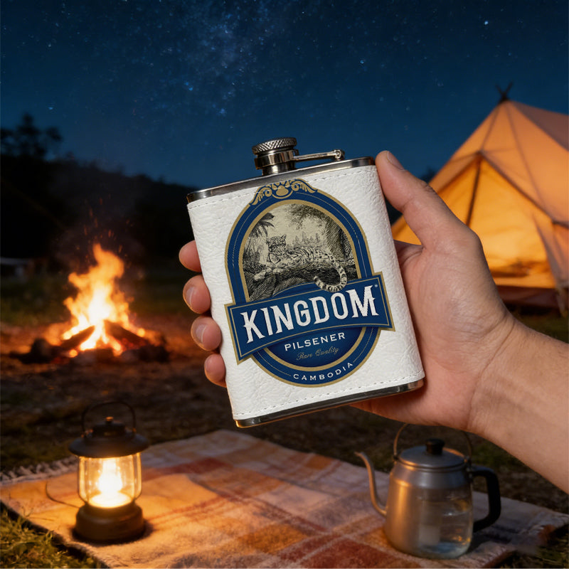 Skull and Kingdom beer logo 8oz Hip Flask for Liquor Organizer Case Alcohol Flagon for Travel Portable Leakproof Stainless Steel Wine Bottle Holder  Alcohol Whiskey Drinkware Accessories