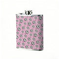 Pink background with soccer ball patterns 8oz Hip Flask for Liquor Organizer Case Alcohol Flagon for Travel Portable Leakproof Stainless Steel Wine Bottle Holder  Alcohol Whiskey Drinkware Accessories