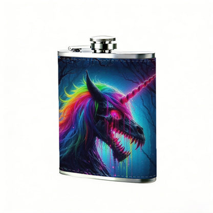 Abstract rainbow unicorn artwork 8oz Portable Stainless Steel Hip Flask - Juice Flask - Perfect Groomsmen Gift - Unique Whiskey Flask for Men and Women, Wine Pot Metal - Ideal stainless steel flask for all outdoor activities
