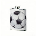 A black and white soccer ball 8oz Portable Stainless Steel Hip Flask - Juice Flask - Perfect Groomsmen Gift - Unique Whiskey Flask for Men and Women, Wine Pot Metal - Ideal stainless steel flask for all outdoor activities