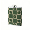 Dark floral checkerboard pattern 8oz Portable Stainless Steel Hip Flask - Juice Flask - Perfect Groomsmen Gift - Unique Whiskey Flask for Men and Women, Wine Pot Metal - Ideal stainless steel flask for all outdoor activities