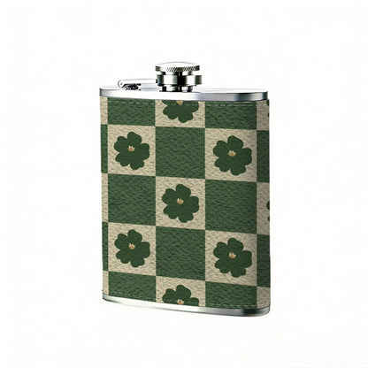 Dark floral checkerboard pattern 8oz Portable Stainless Steel Hip Flask - Juice Flask - Perfect Groomsmen Gift - Unique Whiskey Flask for Men and Women, Wine Pot Metal - Ideal stainless steel flask for all outdoor activities