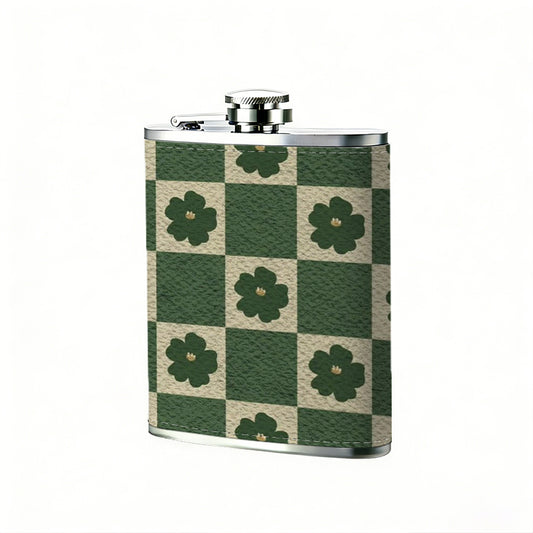 Dark floral checkerboard pattern 8oz Portable Stainless Steel Hip Flask - Juice Flask - Perfect Groomsmen Gift - Unique Whiskey Flask for Men and Women, Wine Pot Metal - Ideal stainless steel flask for all outdoor activities