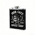 Ace of spades with cafe and skull logo 8oz Portable Stainless Steel Hip Flask - Juice Flask - Perfect Groomsmen Gift - Unique Whiskey Flask for Men and Women, Wine Pot Metal - Ideal stainless steel flask for all outdoor activities