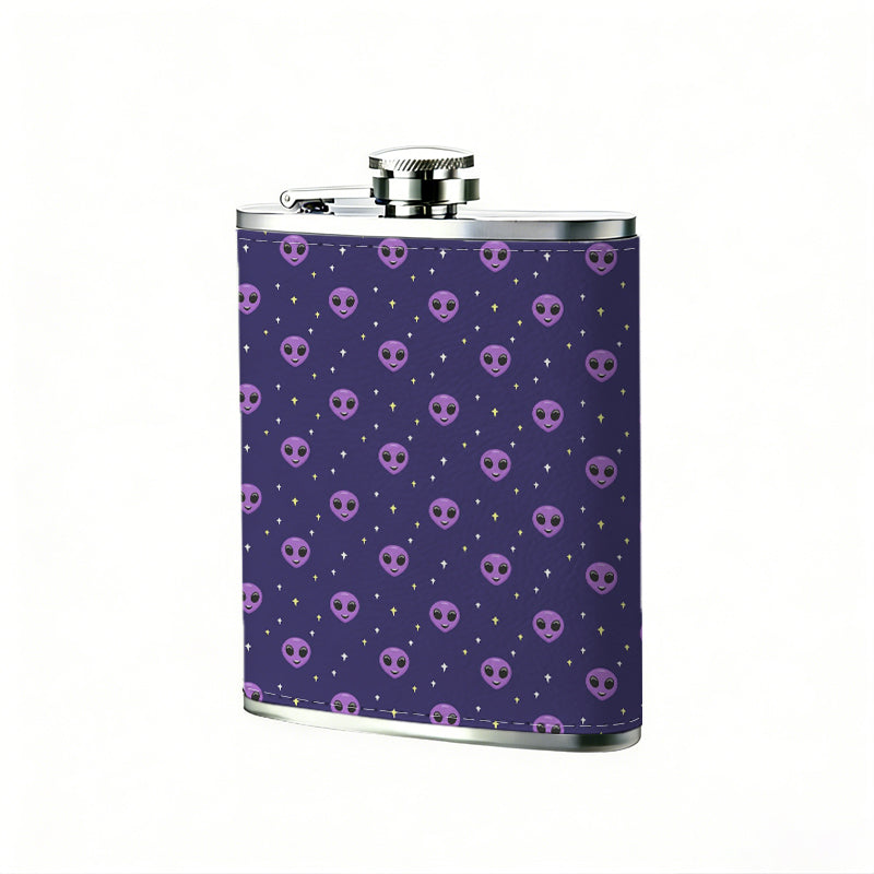 Purple polka dot pattern 8oz Portable Stainless Steel Hip Flask - Juice Flask - Perfect Groomsmen Gift - Unique Whiskey Flask for Men and Women, Wine Pot Metal - Ideal stainless steel flask for all outdoor activities