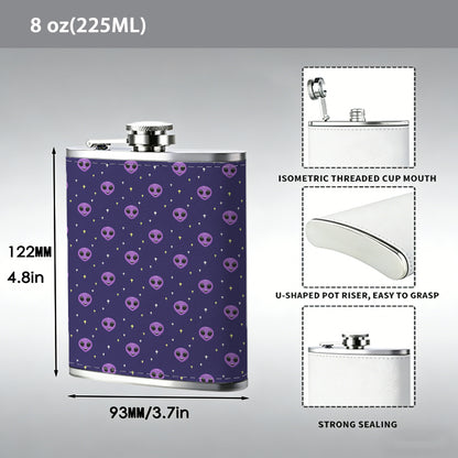 Purple polka dot pattern 8oz Portable Stainless Steel Hip Flask - Juice Flask - Perfect Groomsmen Gift - Unique Whiskey Flask for Men and Women, Wine Pot Metal - Ideal stainless steel flask for all outdoor activities