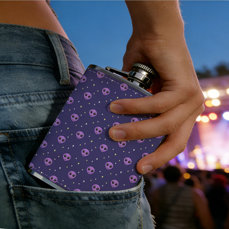 Purple polka dot pattern 8oz Portable Stainless Steel Hip Flask - Juice Flask - Perfect Groomsmen Gift - Unique Whiskey Flask for Men and Women, Wine Pot Metal - Ideal stainless steel flask for all outdoor activities