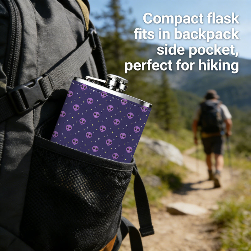 Purple polka dot pattern 8oz Portable Stainless Steel Hip Flask - Juice Flask - Perfect Groomsmen Gift - Unique Whiskey Flask for Men and Women, Wine Pot Metal - Ideal stainless steel flask for all outdoor activities
