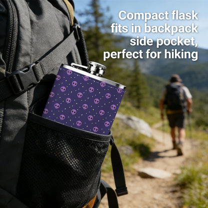 Purple polka dot pattern 8oz Portable Stainless Steel Hip Flask - Juice Flask - Perfect Groomsmen Gift - Unique Whiskey Flask for Men and Women, Wine Pot Metal - Ideal stainless steel flask for all outdoor activities
