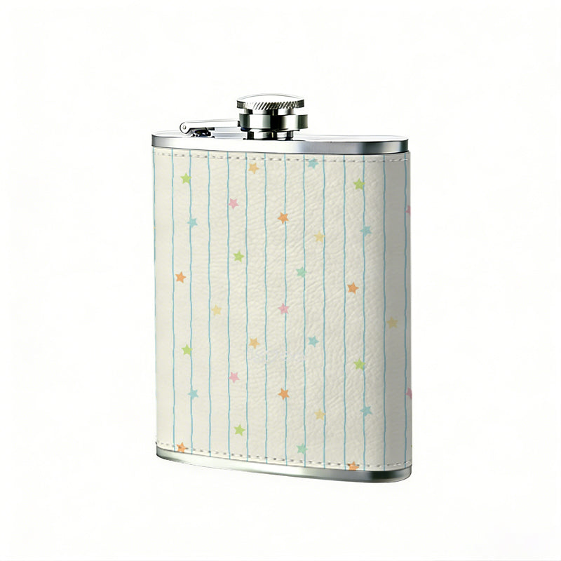 Light beige vertical striped dotted background 8oz Portable Stainless Steel Hip Flask - Juice Flask - Perfect Groomsmen Gift - Unique Whiskey Flask for Men and Women, Wine Pot Metal - Ideal stainless steel flask for all outdoor activities