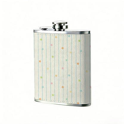 Light beige vertical striped dotted background 8oz Portable Stainless Steel Hip Flask - Juice Flask - Perfect Groomsmen Gift - Unique Whiskey Flask for Men and Women, Wine Pot Metal - Ideal stainless steel flask for all outdoor activities