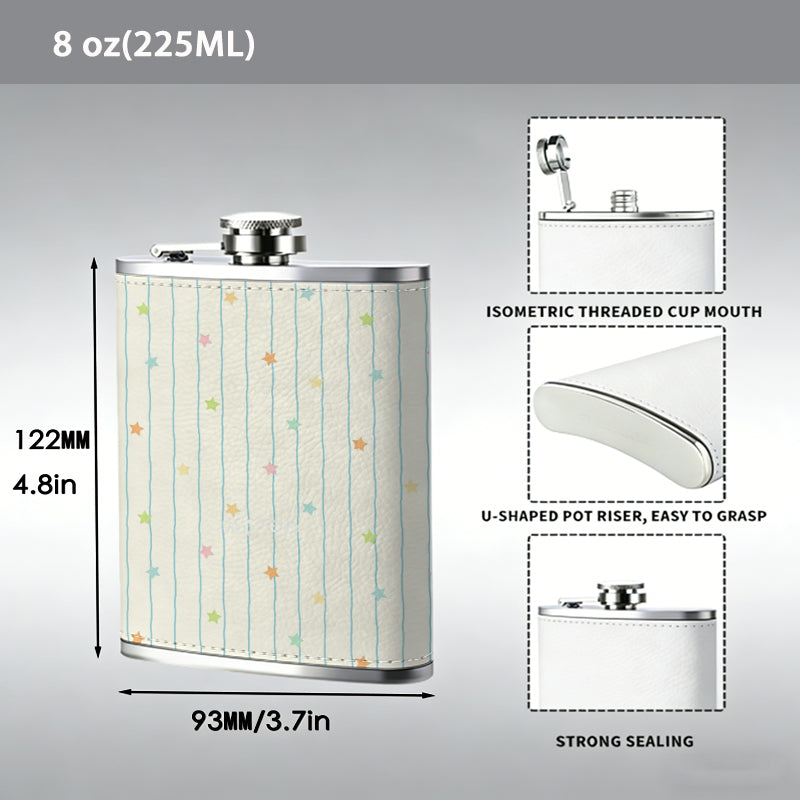Light beige vertical striped dotted background 8oz Portable Stainless Steel Hip Flask - Juice Flask - Perfect Groomsmen Gift - Unique Whiskey Flask for Men and Women, Wine Pot Metal - Ideal stainless steel flask for all outdoor activities