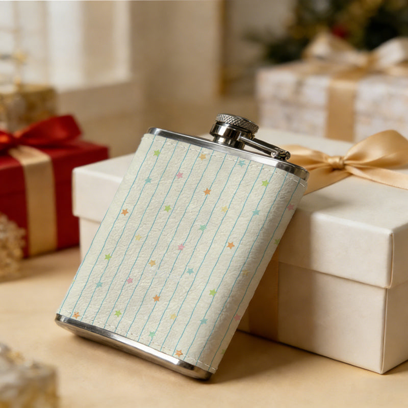 Light beige vertical striped dotted background 8oz Portable Stainless Steel Hip Flask - Juice Flask - Perfect Groomsmen Gift - Unique Whiskey Flask for Men and Women, Wine Pot Metal - Ideal stainless steel flask for all outdoor activities