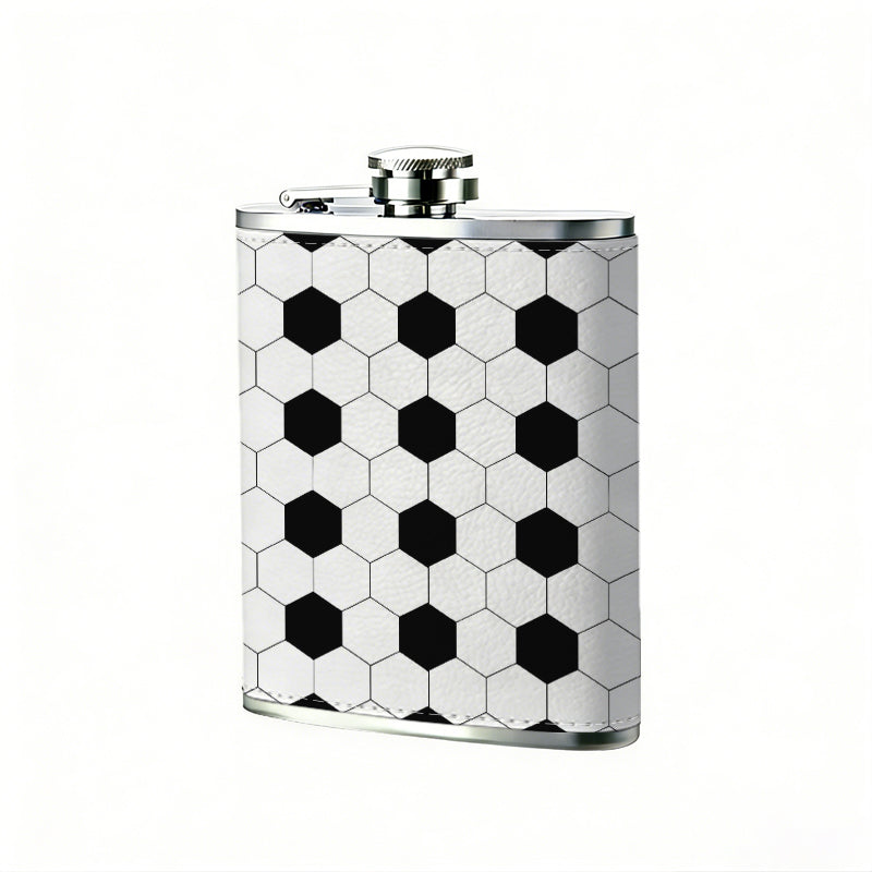 Black and white hexagonal pattern 8oz Portable Stainless Steel Hip Flask - Juice Flask - Perfect Groomsmen Gift - Unique Whiskey Flask for Men and Women, Wine Pot Metal - Ideal stainless steel flask for all outdoor activities