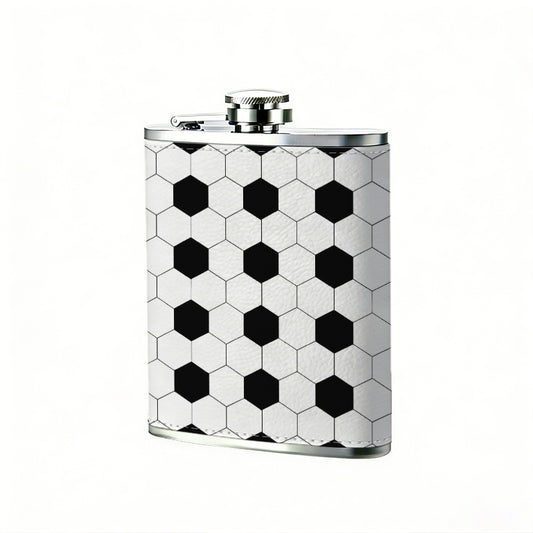 Black and white hexagonal pattern 8oz Portable Stainless Steel Hip Flask - Juice Flask - Perfect Groomsmen Gift - Unique Whiskey Flask for Men and Women, Wine Pot Metal - Ideal stainless steel flask for all outdoor activities