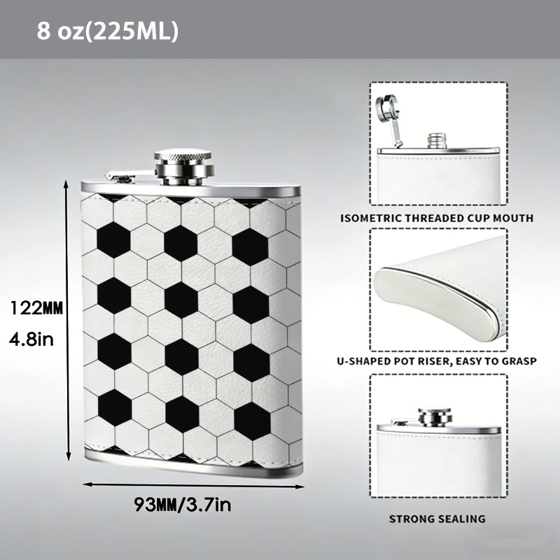 Black and white hexagonal pattern 8oz Portable Stainless Steel Hip Flask - Juice Flask - Perfect Groomsmen Gift - Unique Whiskey Flask for Men and Women, Wine Pot Metal - Ideal stainless steel flask for all outdoor activities