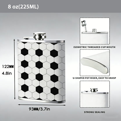 Black and white hexagonal pattern 8oz Portable Stainless Steel Hip Flask - Juice Flask - Perfect Groomsmen Gift - Unique Whiskey Flask for Men and Women, Wine Pot Metal - Ideal stainless steel flask for all outdoor activities