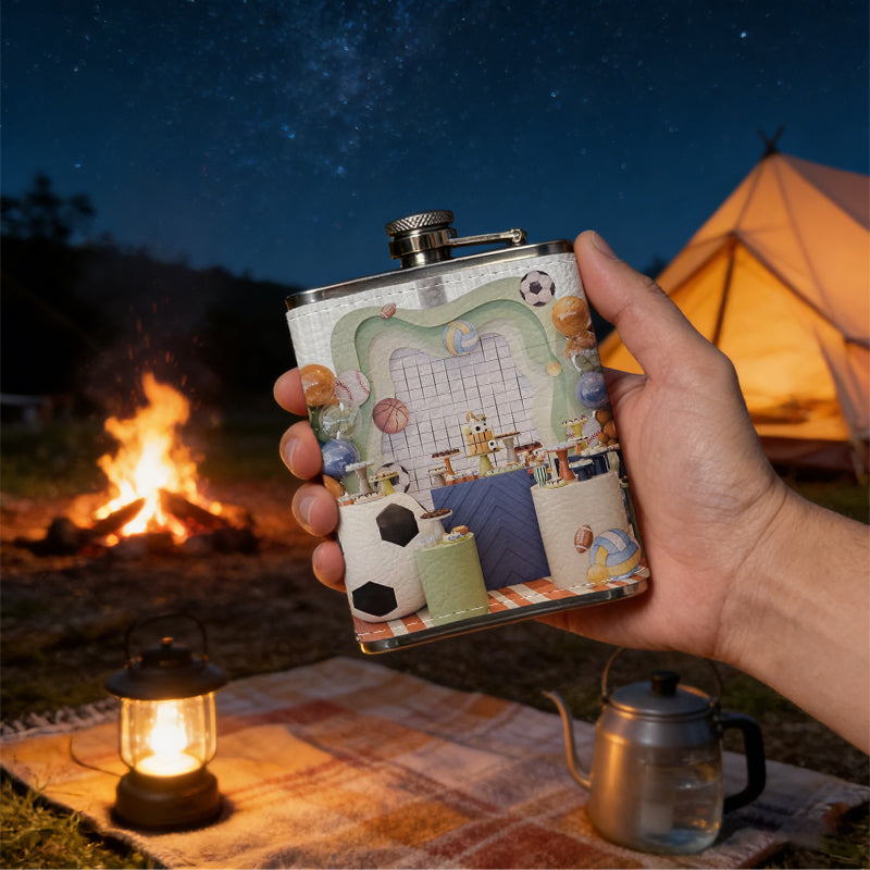 Sports themed party decorations 8oz Portable Stainless Steel Hip Flask - Juice Flask - Perfect Groomsmen Gift - Unique Whiskey Flask for Men and Women, Wine Pot Metal - Ideal stainless steel flask for all outdoor activities