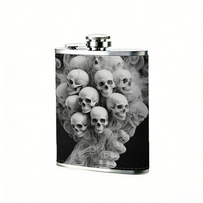 Skulls and smoke bouquet One 8oz Flask – Carries Whiskey, Wine & Juice, Portable Outdoor Gift for Friends