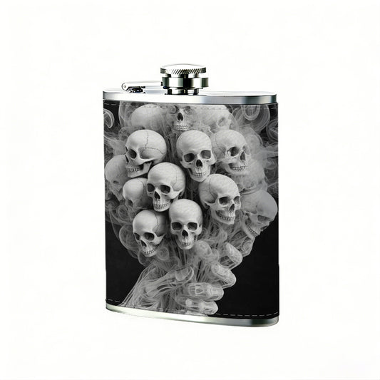 Skulls and smoke bouquet One 8oz Flask – Carries Whiskey, Wine & Juice, Portable Outdoor Gift for Friends