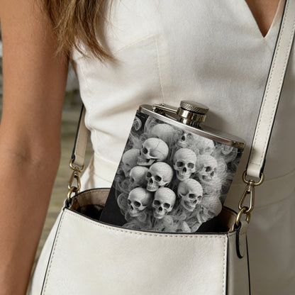 Skulls and smoke bouquet One 8oz Flask – Carries Whiskey, Wine & Juice, Portable Outdoor Gift for Friends