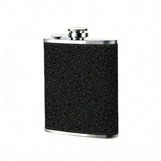 Dark pixelated grid fabric pattern One 8oz Flask – Carries Whiskey, Wine & Juice, Portable Outdoor Gift for Friends