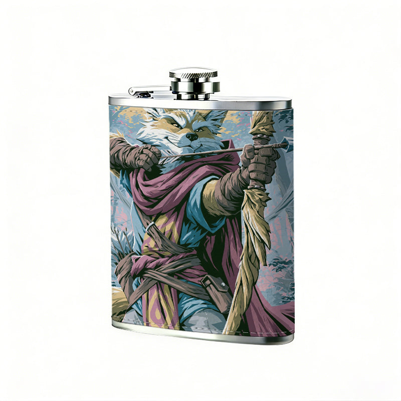 Colorful abstract woven fiber art One 8oz Flask – Carries Whiskey, Wine & Juice, Portable Outdoor Gift for Friends