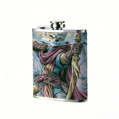 Colorful abstract woven fiber art One 8oz Flask – Carries Whiskey, Wine & Juice, Portable Outdoor Gift for Friends