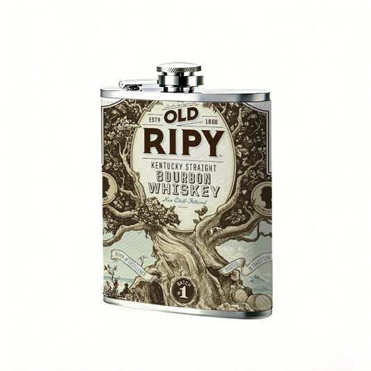 Vintage old west themed decorative sign One 8oz Flask – Carries Whiskey, Wine & Juice, Portable Outdoor Gift for Friends