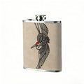 Drawing of winged skull with red details One 8oz Flask – Carries Whiskey, Wine & Juice, Portable Outdoor Gift for Friends