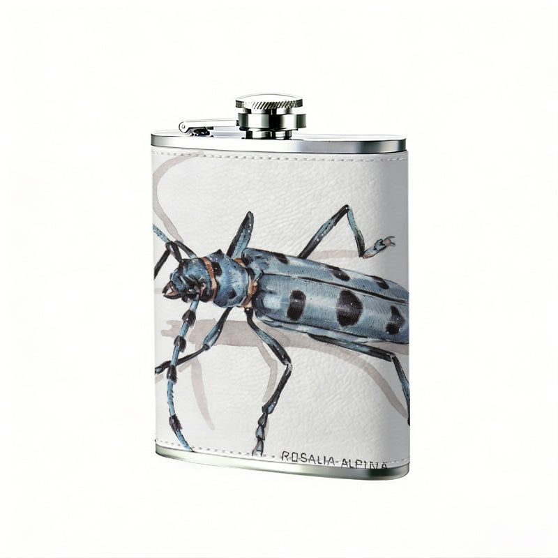 A spotted longhorn beetle 8oz Stainless Steel Whiskey Flask with Fashionable pattern print Design - Portable Outdoor Camping & Hunting Flask, Perfect for Tequila, Whiskey, and Spirits - Unique Father'S Day Christmas Gift