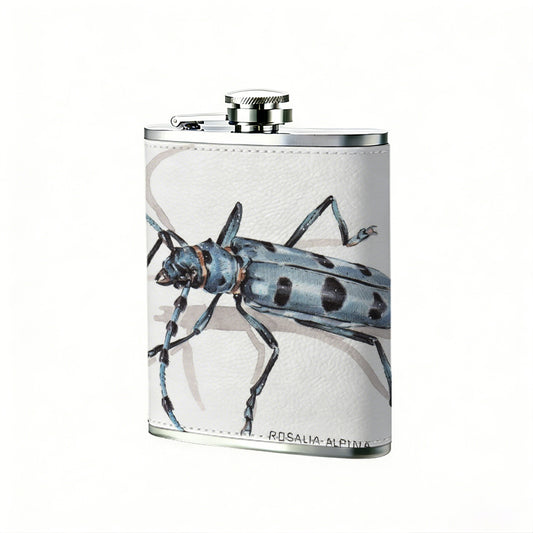 A spotted longhorn beetle 8oz Stainless Steel Whiskey Flask with Fashionable pattern print Design - Portable Outdoor Camping & Hunting Flask, Perfect for Tequila, Whiskey, and Spirits - Unique Father'S Day Christmas Gift