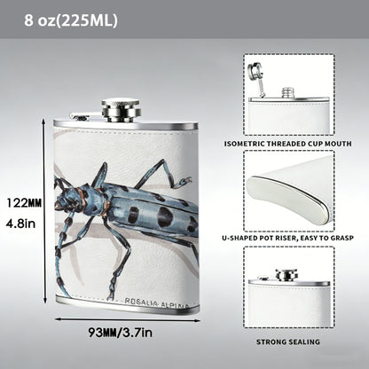 A spotted longhorn beetle 8oz Stainless Steel Whiskey Flask with Fashionable pattern print Design - Portable Outdoor Camping & Hunting Flask, Perfect for Tequila, Whiskey, and Spirits - Unique Father'S Day Christmas Gift