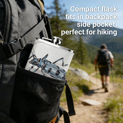 A spotted longhorn beetle 8oz Stainless Steel Whiskey Flask with Fashionable pattern print Design - Portable Outdoor Camping & Hunting Flask, Perfect for Tequila, Whiskey, and Spirits - Unique Father'S Day Christmas Gift