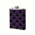 Black background with purple smiley faces 8oz Stainless Steel Whiskey Flask with Fashionable pattern print Design - Portable Outdoor Camping & Hunting Flask, Perfect for Tequila, Whiskey, and Spirits - Unique Father'S Day Christmas Gift