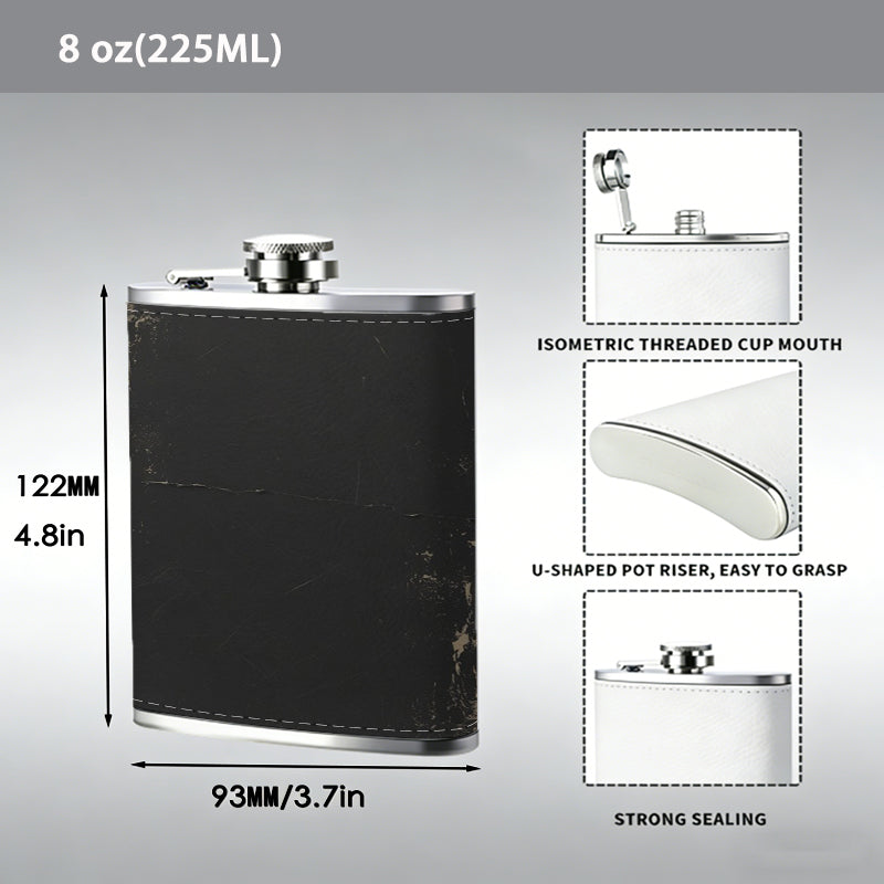 Dark blank vintage framed background 8oz Stainless Steel Whiskey Flask with Fashionable pattern print Design - Portable Outdoor Camping & Hunting Flask, Perfect for Tequila, Whiskey, and Spirits - Unique Father'S Day Christmas Gift