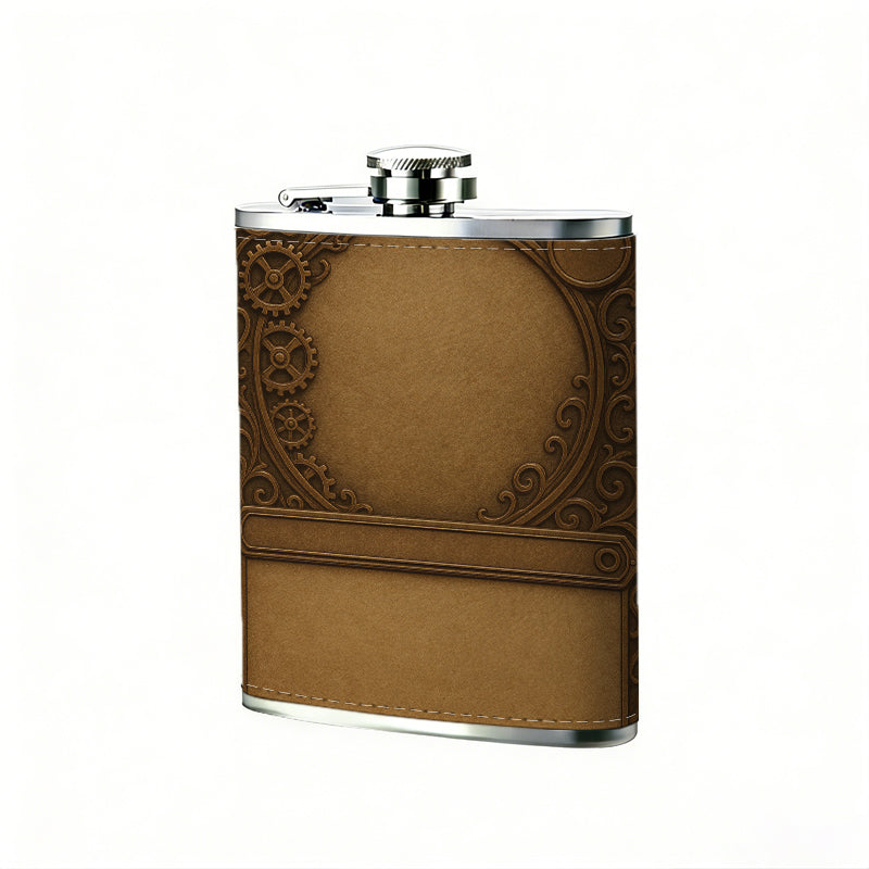 Blank vintage decorative trading card 8oz Stainless Steel Whiskey Flask with Fashionable pattern print Design - Portable Outdoor Camping & Hunting Flask, Perfect for Tequila, Whiskey, and Spirits - Unique Father'S Day Christmas Gift
