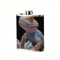 A colorful toy dinosaur 8oz Stainless Steel Whiskey Flask with Fashionable pattern print Design - Portable Outdoor Camping & Hunting Flask, Perfect for Tequila, Whiskey, and Spirits - Unique Father'S Day Christmas Gift