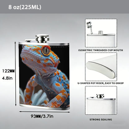 A colorful toy dinosaur 8oz Stainless Steel Whiskey Flask with Fashionable pattern print Design - Portable Outdoor Camping & Hunting Flask, Perfect for Tequila, Whiskey, and Spirits - Unique Father'S Day Christmas Gift