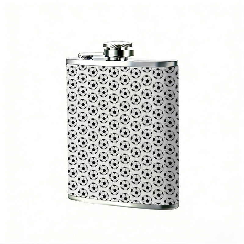 Repeating black and white geometric pattern 8oz Stainless Steel Whiskey Flask with Fashionable pattern print Design - Portable Outdoor Camping & Hunting Flask, Perfect for Tequila, Whiskey, and Spirits - Unique Father'S Day Christmas Gift