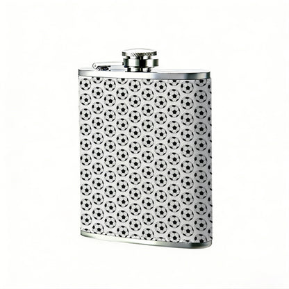 Repeating black and white geometric pattern 8oz Stainless Steel Whiskey Flask with Fashionable pattern print Design - Portable Outdoor Camping & Hunting Flask, Perfect for Tequila, Whiskey, and Spirits - Unique Father'S Day Christmas Gift