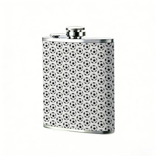 Repeating black and white geometric pattern 8oz Stainless Steel Whiskey Flask with Fashionable pattern print Design - Portable Outdoor Camping & Hunting Flask, Perfect for Tequila, Whiskey, and Spirits - Unique Father'S Day Christmas Gift