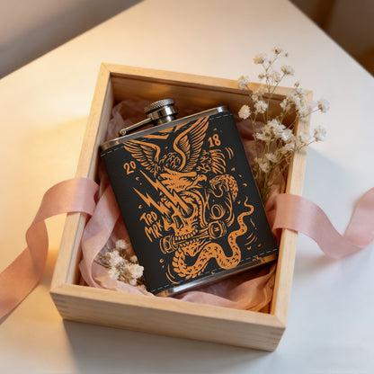 SS with snake and skull patterns 8oz Stainless Steel Whiskey Flask with Fashionable pattern print Design - Portable Outdoor Camping & Hunting Flask, Perfect for Tequila, Whiskey, and Spirits - Unique Father'S Day Christmas Gift
