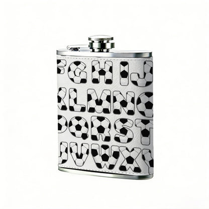Football patterned English letters 8oz Stainless Steel Whiskey Flask with Fashionable pattern print Design - Portable Outdoor Camping & Hunting Flask, Perfect for Tequila, Whiskey, and Spirits - Unique Father'S Day Christmas Gift