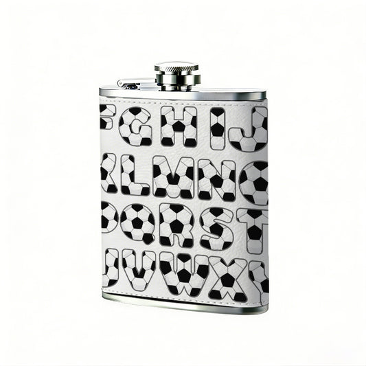 Football patterned English letters 8oz Stainless Steel Whiskey Flask with Fashionable pattern print Design - Portable Outdoor Camping & Hunting Flask, Perfect for Tequila, Whiskey, and Spirits - Unique Father'S Day Christmas Gift