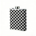 Black and white checkerboard pattern 8oz Stainless Steel Whiskey Flask with Fashionable pattern print Design - Portable Outdoor Camping & Hunting Flask, Perfect for Tequila, Whiskey, and Spirits - Unique Father'S Day Christmas Gift