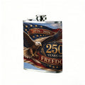American flag with bald eagle and text 8oz Stainless Steel Whiskey Flask with Fashionable pattern print Design - Portable Outdoor Camping & Hunting Flask, Perfect for Tequila, Whiskey, and Spirits - Unique Father'S Day Christmas Gift