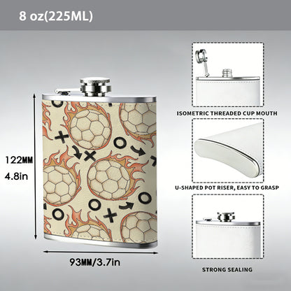 Soccer ball, cross, circle and arrow pattern 8oz Stainless Steel Whiskey Flask with Fashionable pattern print Design - Portable Outdoor Camping & Hunting Flask, Perfect for Tequila, Whiskey, and Spirits - Unique Father'S Day Christmas Gift