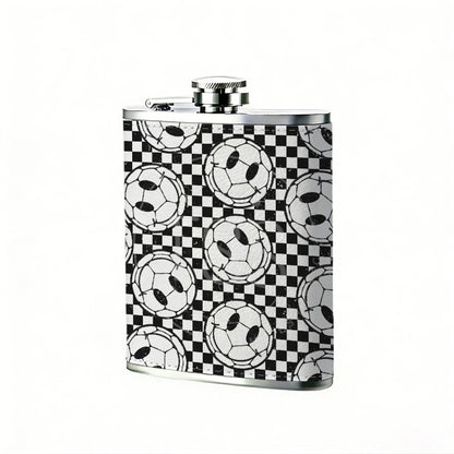 Smiley faces on checkerboard background 8oz Stainless Steel Whiskey Flask with Fashionable pattern print Design - Portable Outdoor Camping & Hunting Flask, Perfect for Tequila, Whiskey, and Spirits - Unique Father'S Day Christmas Gift